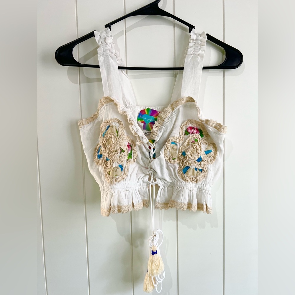Beatnik Philosophy Tank top BOHO Babydoll size S cream